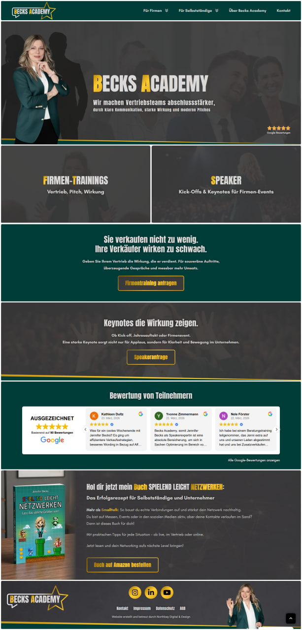 Webdesign SEO Agentur Lübeck Northbay Digital & Design Webseite Becks Academy