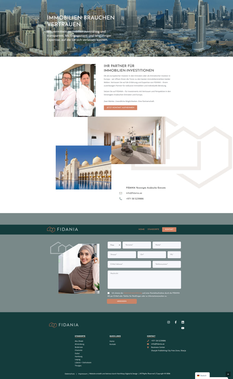 Webdesign SEO Agentur Lübeck Northbay Digital & Design Webseite Fidania Emirate